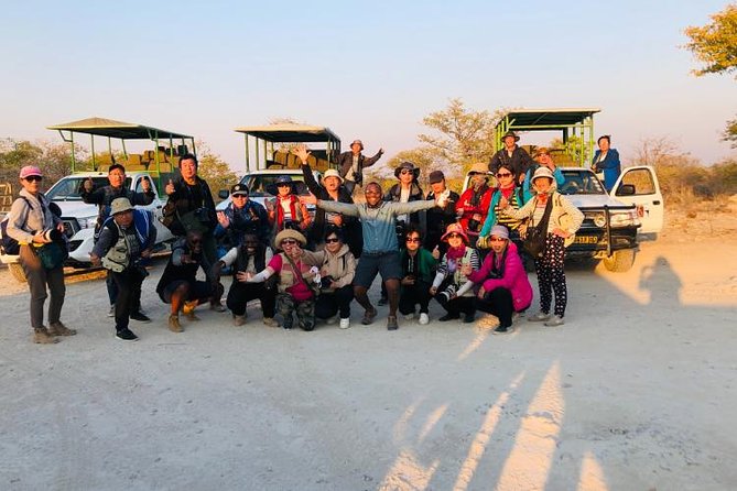 Safari in Etosha national park with professional tour guides born in Etosha. - What the open-sided vehicle gives you